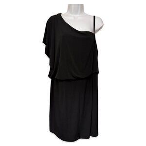 Plus Size Black One Shoulder Asymmetric Neckline Party Dress - Size 16